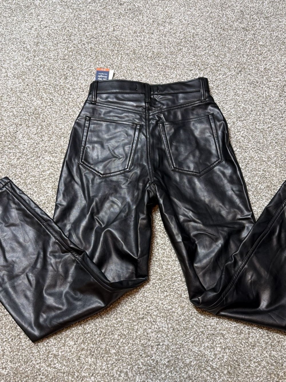 Abercrombie & Fitch Black Faux Leather High-Rise Pants with Zip Fly